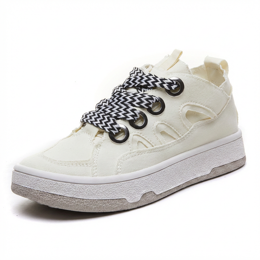 Baskets Plateforme Toile Femme Rose — Baskets Décontractées Bout Rond Semelle en Caoutchouc Œillets Oversize Respirantes à Lacets Style Urbain Chaussures 2026