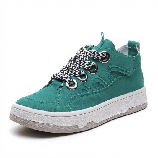 Baskets Plateforme Toile Femme Rose — Baskets Décontractées Bout Rond Semelle en Caoutchouc Œillets Oversize Respirantes à Lacets Style Urbain Chaussures 2026