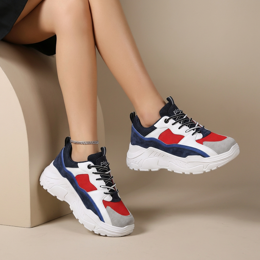 Baskets Chunky Plateforme Femme — Dad Shoes Noir Blanc Rose — Grosse Semelle Mesh Respirant 2026